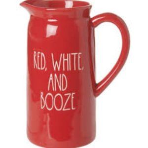 RAE DUNN Red White And Booze Pitcher